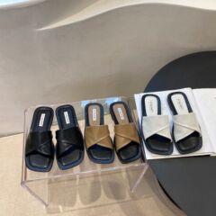 M77-1~平底小眾法式方頭露趾涼拖鞋女外穿2024年夏季新款沙灘涼鞋