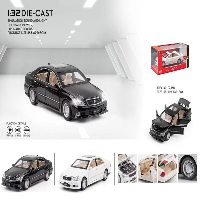 Cross-Border 1:32 Toyota Crown with Sound and Light, Pull-Back Cool Music Die-Cast Alloy Car Model, Children's Toy Wholesale Cross-Border 1:32 Toyota Crown with Sound and Light, Pull-Back Cool Music Die-Cast Alloy Car Model, Children's Toy Wholesale
