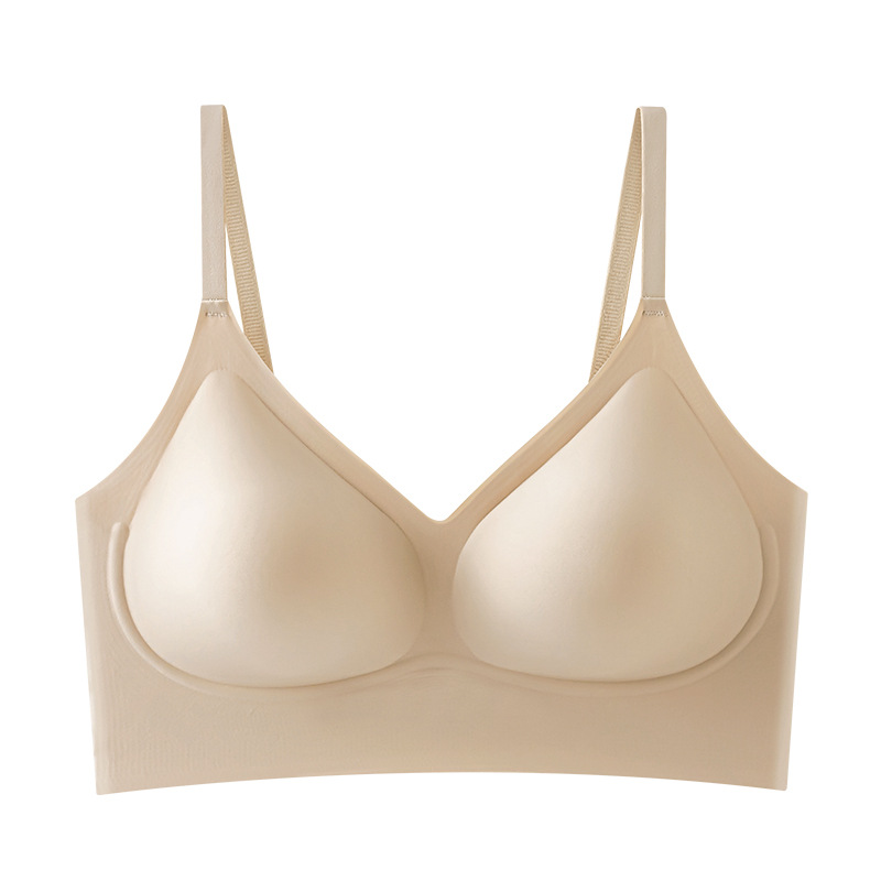 Use blanco T opaco invisible sin marca líquido base ropa interior de mujer pecho pequeño colapso no vacío taza sin anillo de acero sujetador colapso pecho