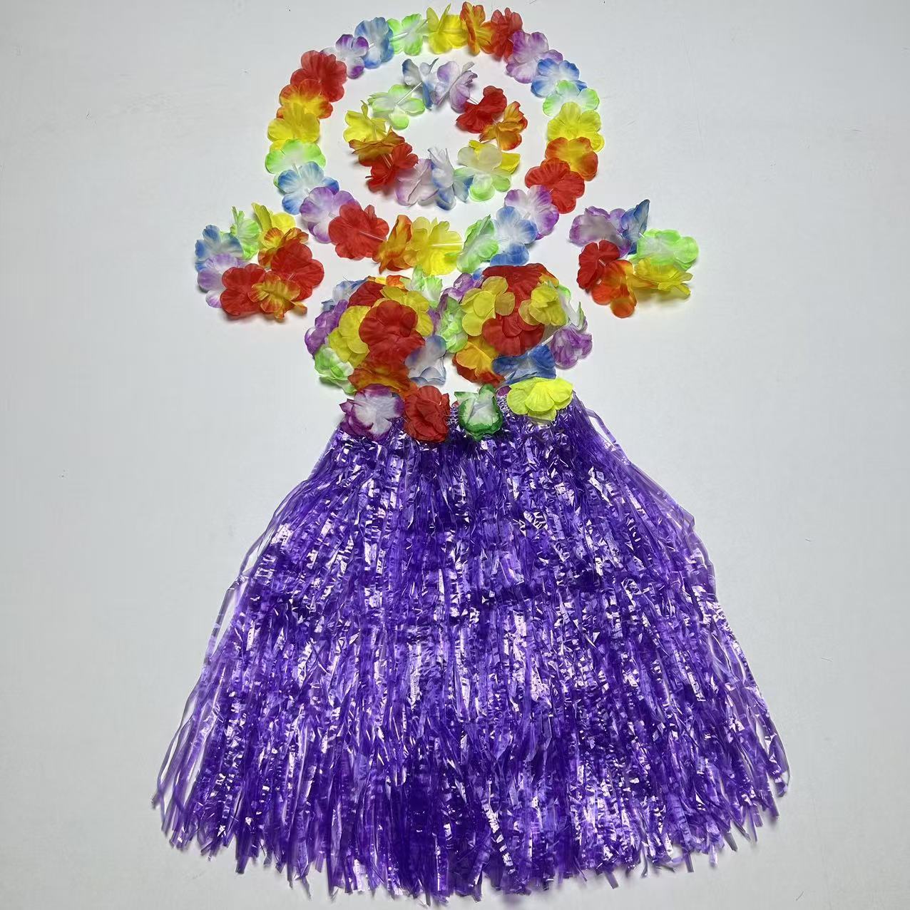 24 pares de flores transfronterizas flores 12 pares de flores 6 pares de falda hawaiana set de baile del día de los niños vestido de fiesta