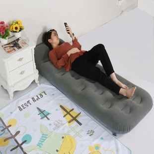 in stock Lazy Bed Inflatable Mattress Camping Sleeping Outdoor Folding Bed Flocking PVC Household Single Air Cushion Bed