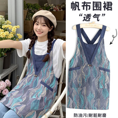 新款防污帆布围裙家用厨房做饭围腰成人可爱工作服餐饮专用透气女