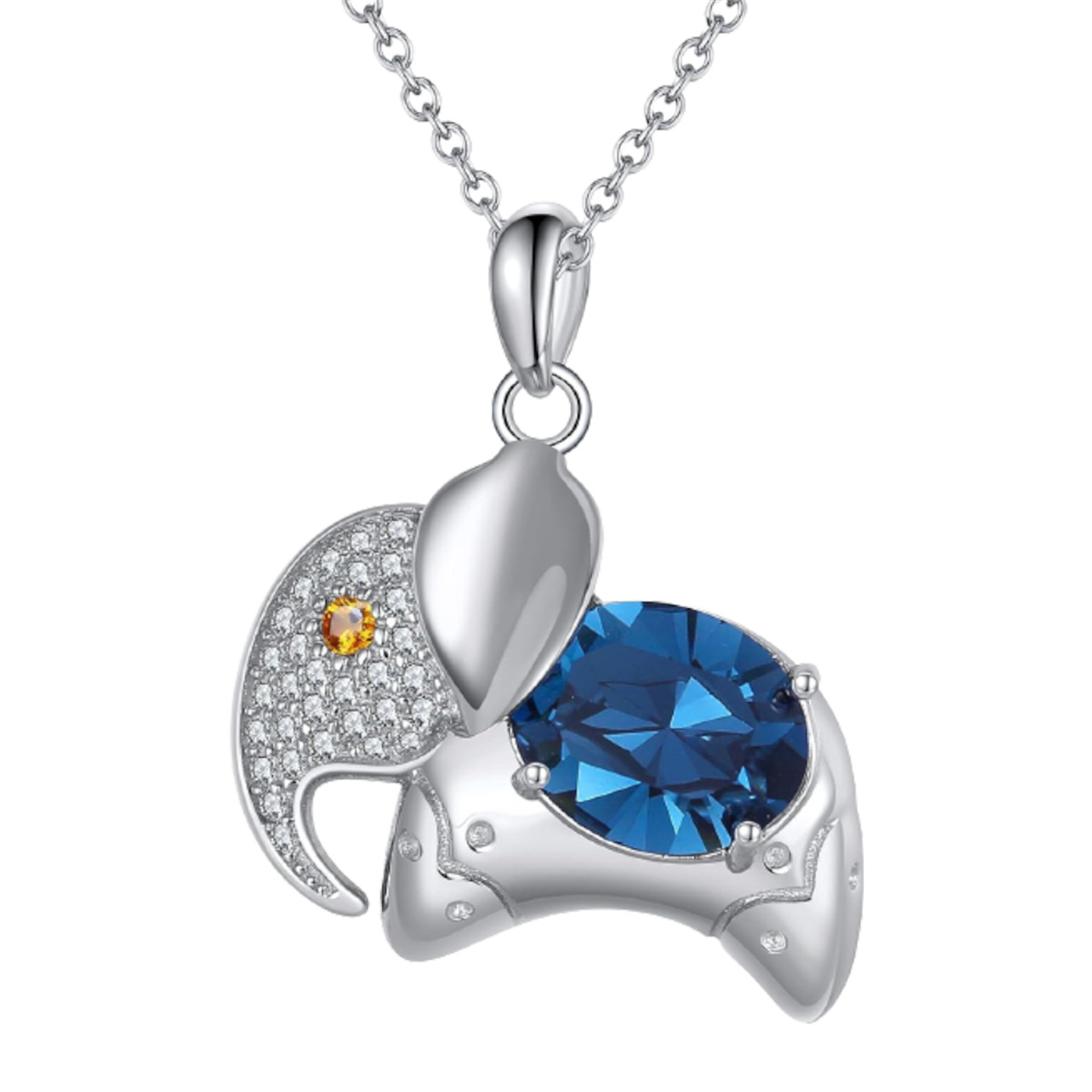 Tendenza di vendita calda, collana con ciondolo a forma di elefante in cristallo blu di lusso, accessori per gioielli da donna, regali_voghion.com