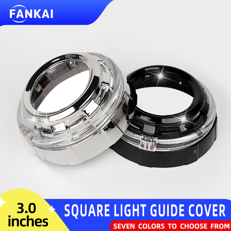Luces LED de circulación diurna tipo ángel para coche, con cubierta decorativa integrada que guía la luz, de 3.0 pulgadas, para modificación y mejora de faros delanteros.