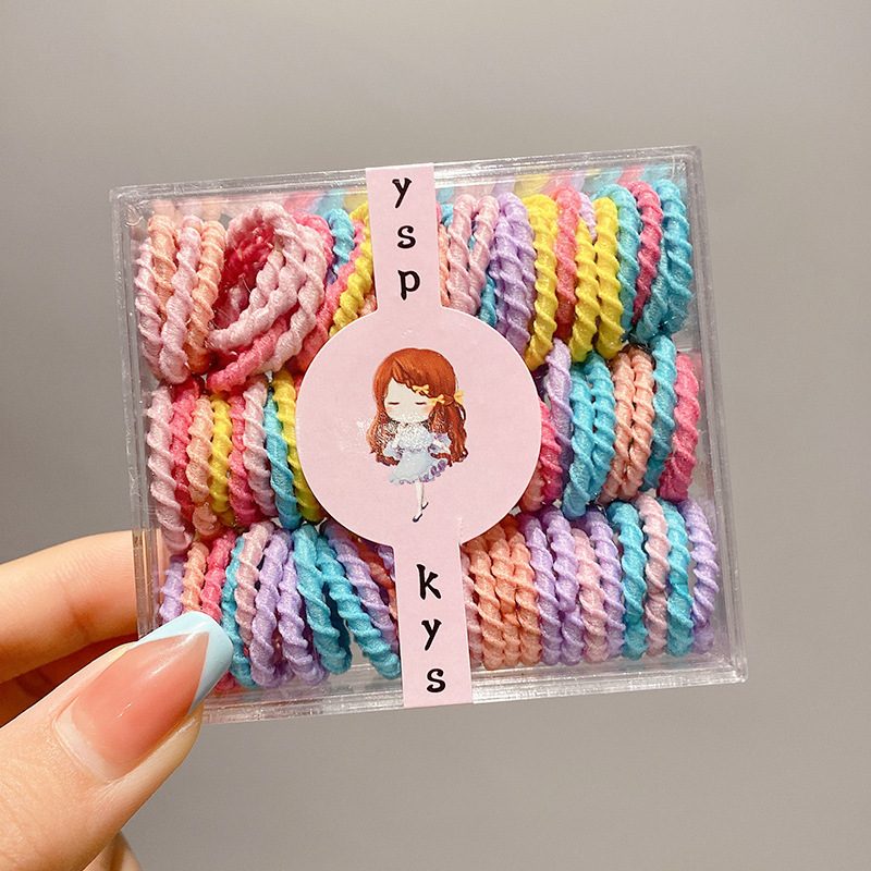 Anillo de cabello de color caramelo para niños no daña correa de cabello bebé cuerda de cabello niñas lindas cubiertas de cabello de cuero de pimples