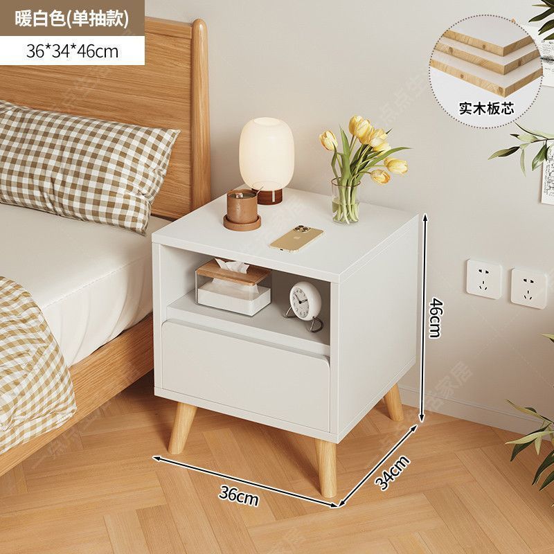 床头柜卧室简约现代新款收纳柜小型床尾储物柜家用实木质床边柜子|undefined