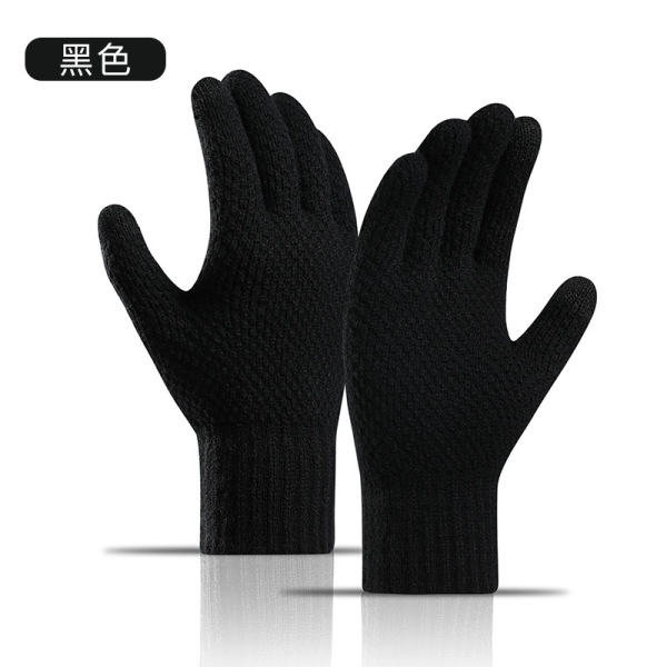 New Cross-Border Velvet Thickened Gloves Winter Gloves Warm Pineapple Pattern Split-Finger Touch Screen Men's Gloves