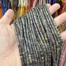 优化天然石2*4mm直角龙血石直切diy手链项链扁珠隔片散珠工厂直发