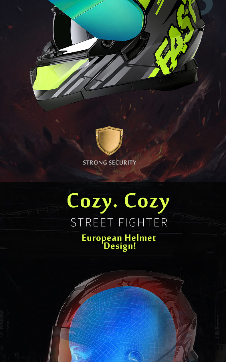 Bld Cross-Border Wholesale Bailide Motorcycle Helmet Flip-Up Visor Anti-Fog Breathable All-Season Full-Face Helmet