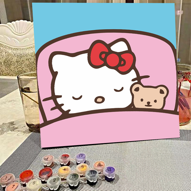 デジタル油絵diyの塗り絵の子供は漫画のアニメを埋めて色を塗ります。|undefined