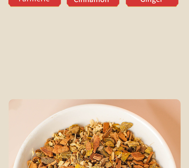 Turmeric Ginger Cinnamon Tea Bags Jiang Huang Sheng Jiang Rou Gui 2g x 50 Cold Brew Herbal Tea quality and texture