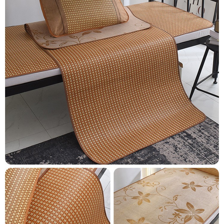 Asiento de verano, estera de ratán de doble cara, estera de seda de hielo para el hogar, estera de paja de ratán pura, plegable 0,9 m, dormitorio de estudiantes, estera individual