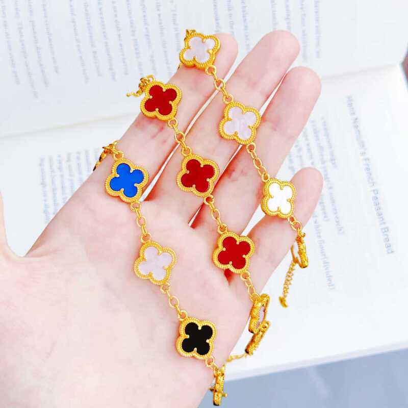 New Style Gold-Plated Jewelry Four-Leaf Clover Five-Flower Bracelet, Imitation Gold, Light Luxury, Chanel-Style, High-End, Simple Bracelet Accessory