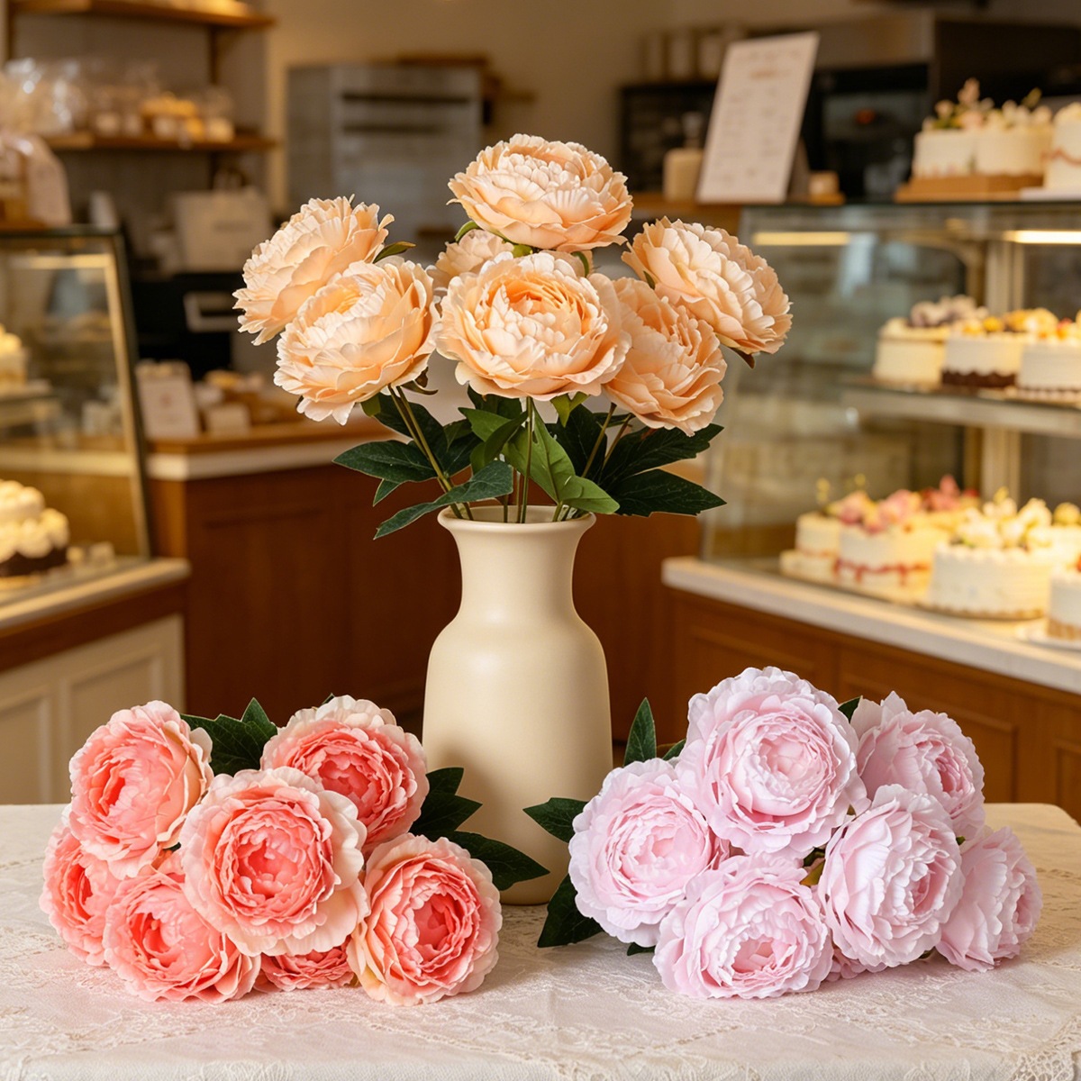 Simulación de flores 7 peonía rosa ramo de flores nórdico decoración de flores decoración de la mesa de comedor flores falsas decoración floral de boda