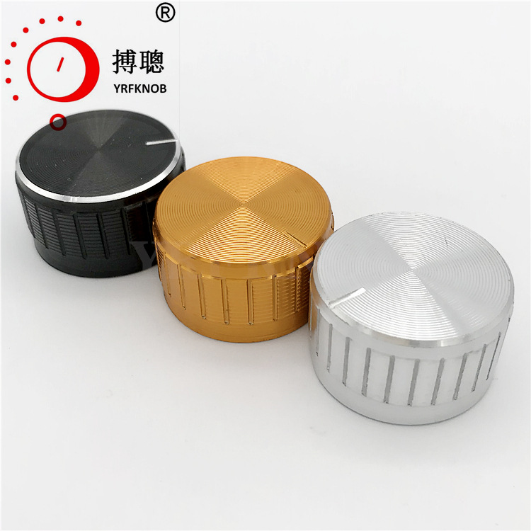 开关旋钮 直径26*17mm高 金黄色 花轴切线 铝合金电位器旋钮帽