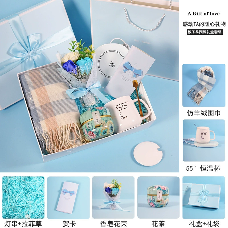 Зимний шарф для друга, подарочная коробка, набор, подарок на день рождения, стиль высокого качества, для подружки невесты