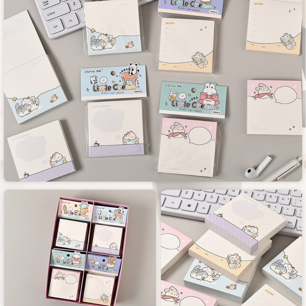 Inswind dibujos animados papel de notas no adhesivo cuaderno de notas de página de color para estudiantes de papel de notas de alto valor facial