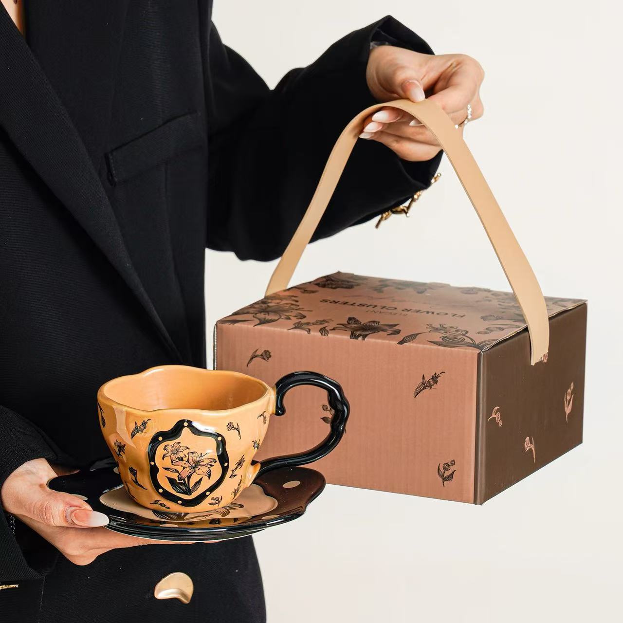 Transfronterizos para tazas de café medievales, tazas de cerámica de alta calidad, tazas de agua caseras, regalos de mano