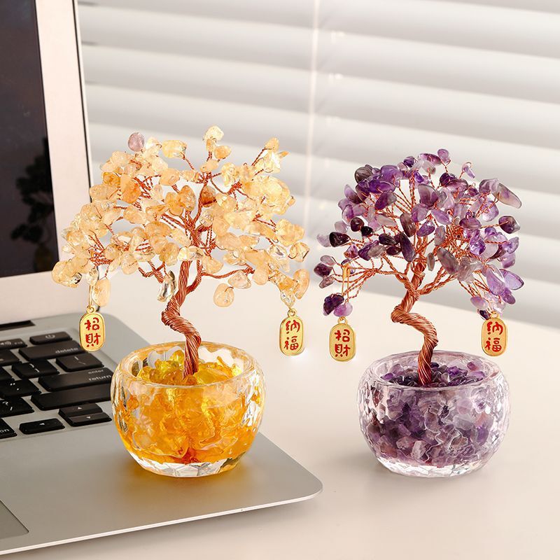 Natural Crystal Money Tree Money Tree Entrance Hall Ornaments Amethyst Money Tree Office Desktop Decorations