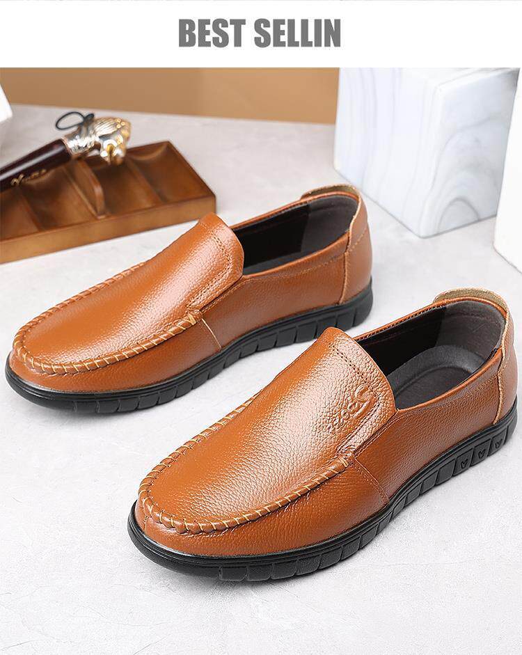Giày da nam da bò thoáng khí kiểu lười đế bằng — Màu nâu 8823, Màu nâu rỗng 8823, Màu vàng 8823, Màu đen 8823 chi tiết 14
