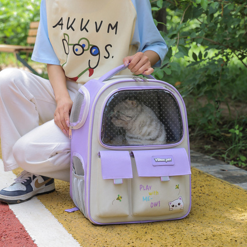 Portable Dual-Shoulder Cat Bag - Large Capacity Oxford Cloth Outing Backpack -  New Pet Bag for Cats