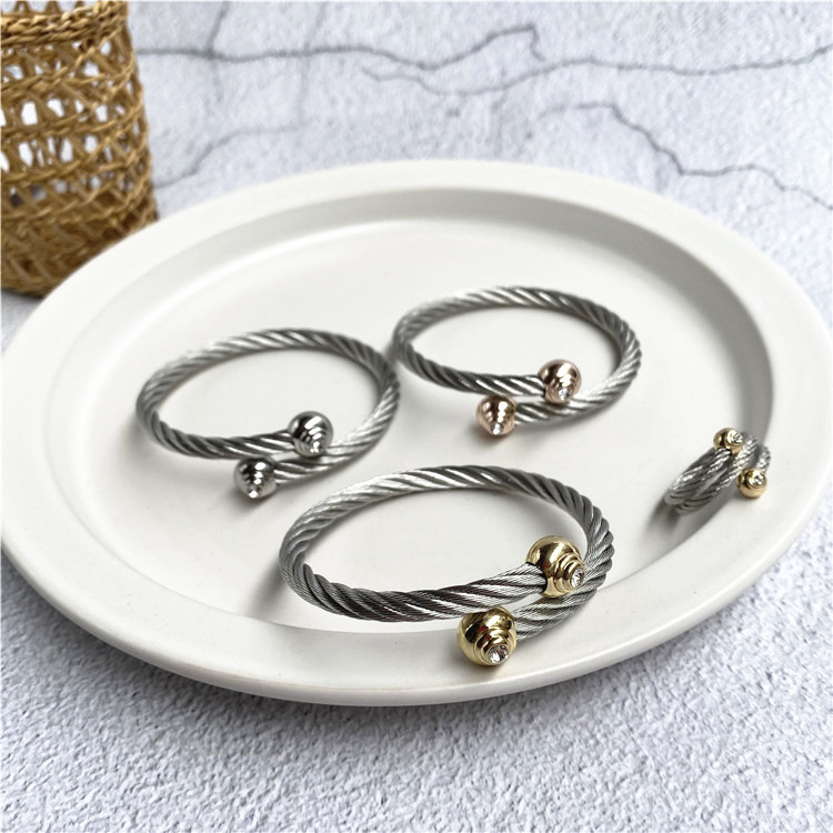 Vintage Style Spiral Stripe Stainless Steel Unisex Rings Bracelets display picture 4