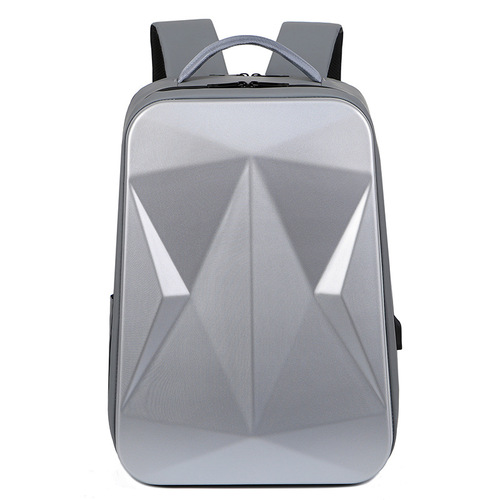 Cross-border 2024 new Korean version large capacity hard shell computer bag laser rhombus business backpack men's backpack