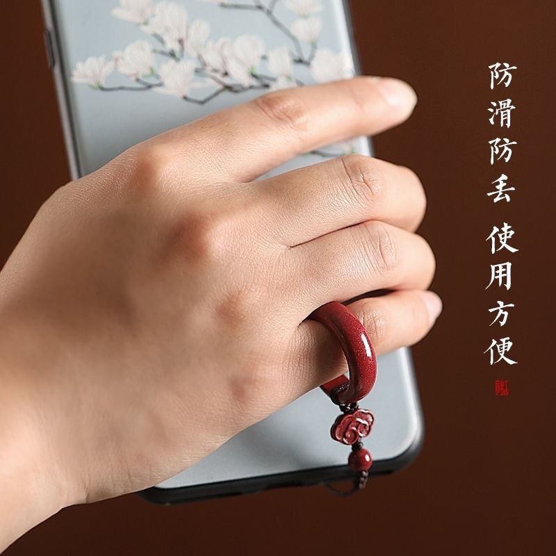 朱砂指环扣国风手机链挂件男女网红吊坠U盘短款防丢小挂饰低含量|undefined