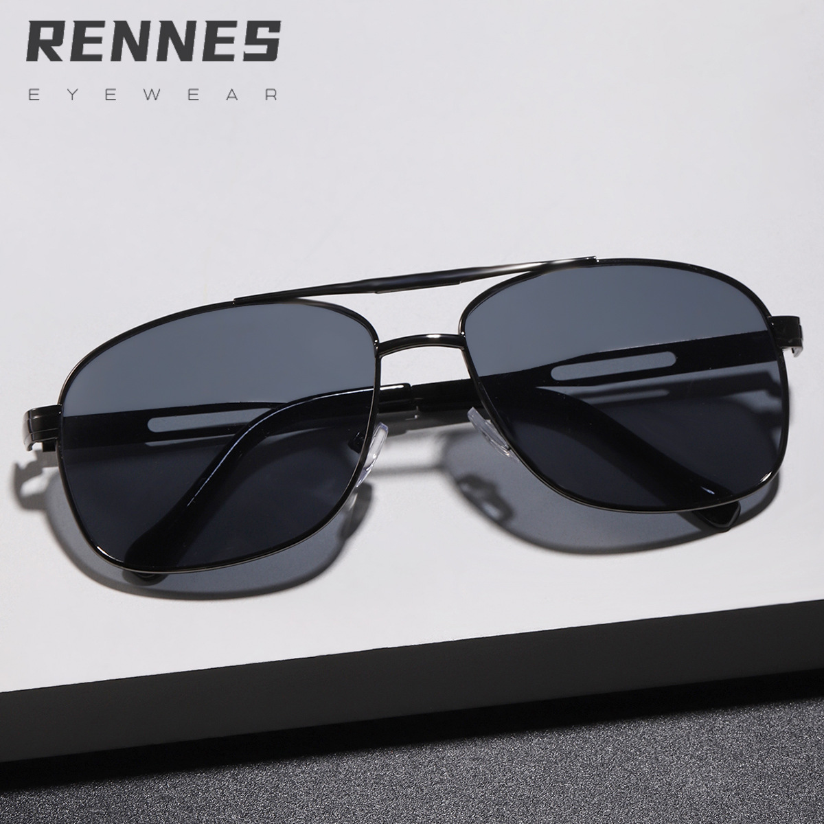 Cross-Border moda nuevas gafas de sol moda retro doble haz Gafas de metal ins personalidad caja cuadrada Internet celebridad gafas de sol