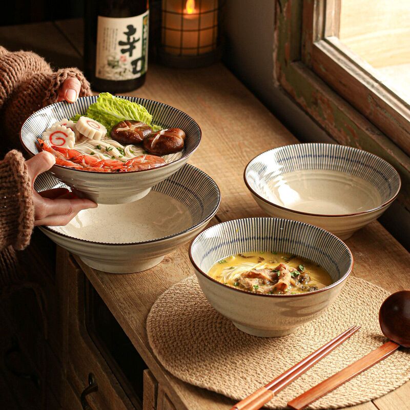 Japanese-style single-serving tableware with a sense of ceremony, underglaze blue rain ceramic bowl and spoon, new home-use rice bowl and tableware set
