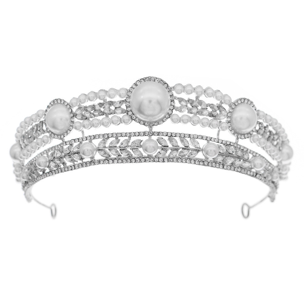 European And American Foreign Trade Hot-selling Bridal Jewelry Retro Bridal Wedding Accessories Crown Alloy Pearl Crown