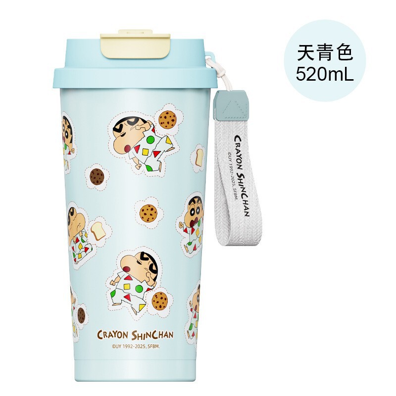 蜡笔小新保温杯加黎咖啡杯史迪仔双饮杯车载带吸管直饮大学生水杯|undefined