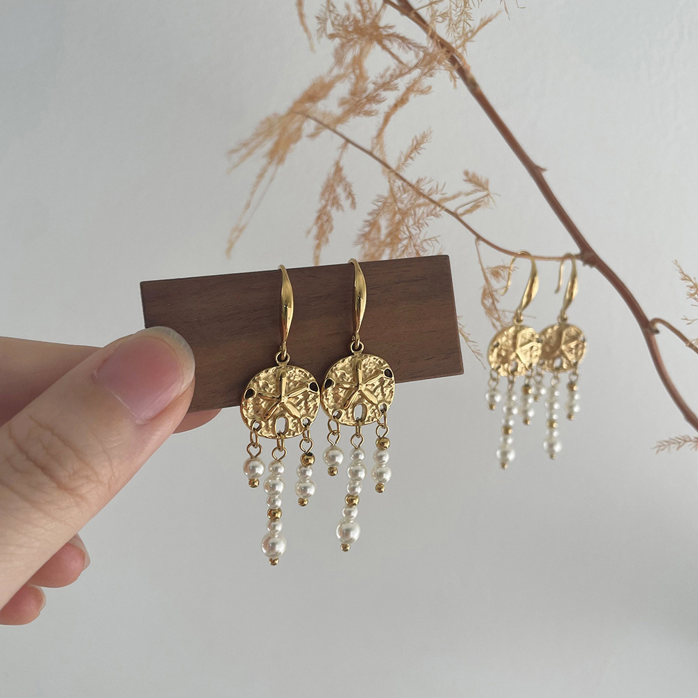 Dreamcatcher Starfish Pearl Stainless Steel Earrings