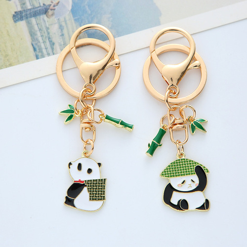 Chinese-style cartoon cute panda keychain personalized creative simple student backpack accessory gift car keychain