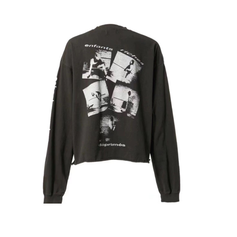 2024 New Melancholic Rich Second Generation Character Vintage Photo Print Loose Casual Round Neck Long Sleeve T-shirt_voghion.com