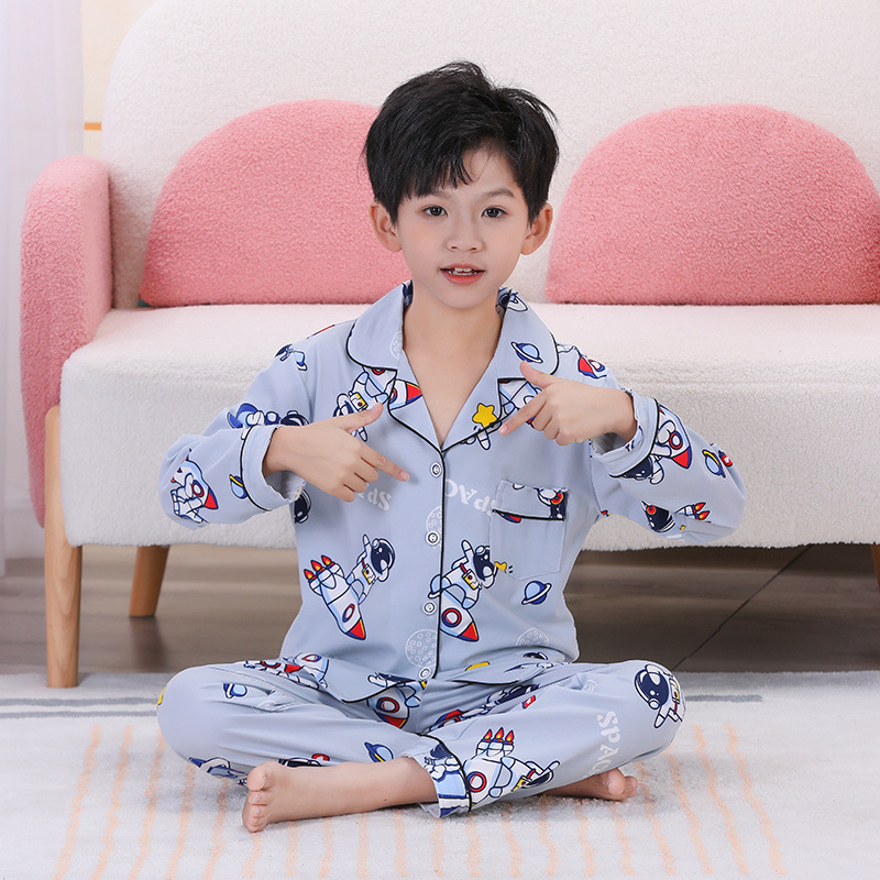 어린이 잠옷 봄과 가을 긴팔 얇은 소녀 여름 에어컨 중 · 대형 어린이 홈 의류 세트