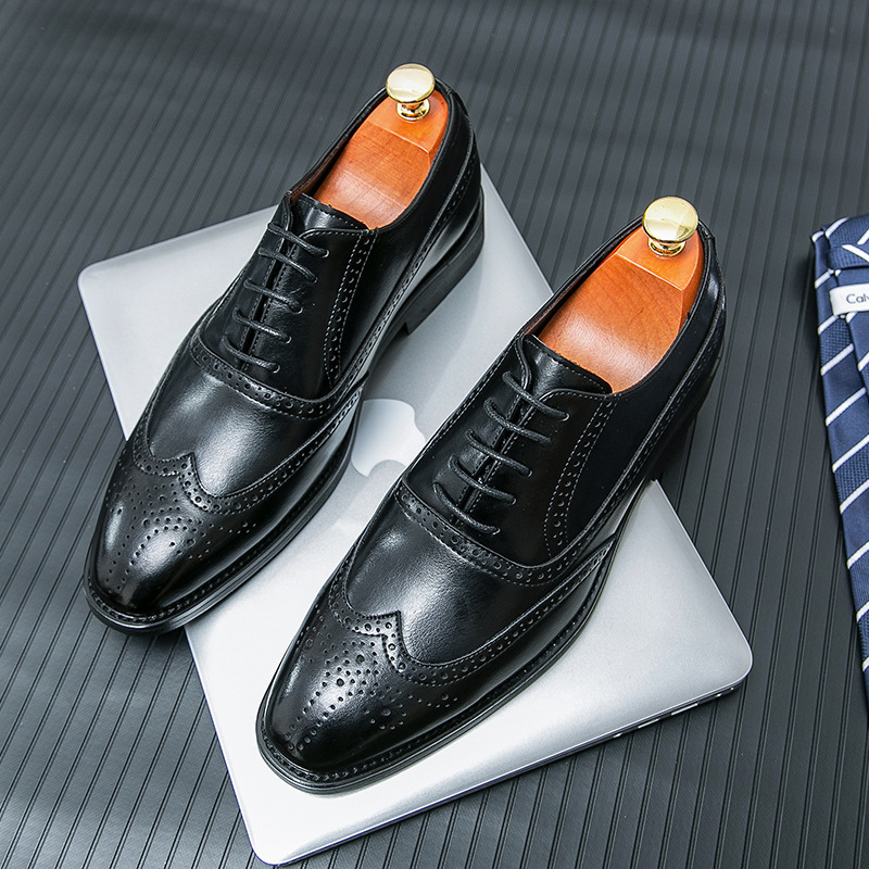 Primavera, ropa formal, zapatos de cuero de estilo británico, zapatos de negocios de hombre, zapatos de boda negros, zapatos de cuero de oficina image 3