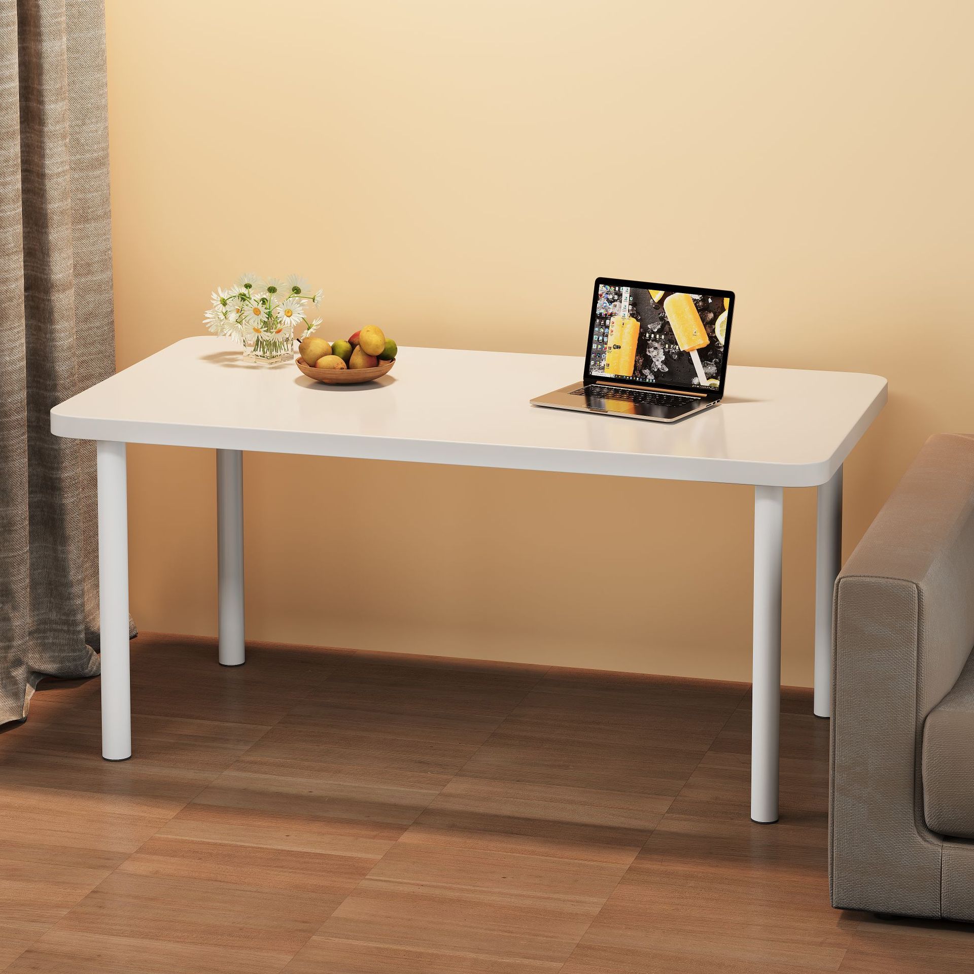 Computer desk, desktop, study desk, student desk, home office desk, minimalist, small apartment bedroom, simple table, workbench