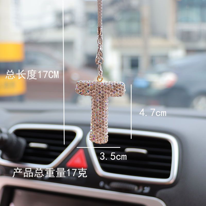 レターカーペンダント セラミック粘土 車のインテリアペンダント レディース ラインストーン 車のバックミラーペンダント ペンダント