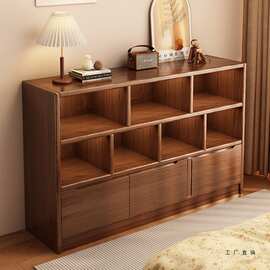 实木书柜置物架落地储物柜靠墙一体幼儿园客厅矮柜子展示柜小书架