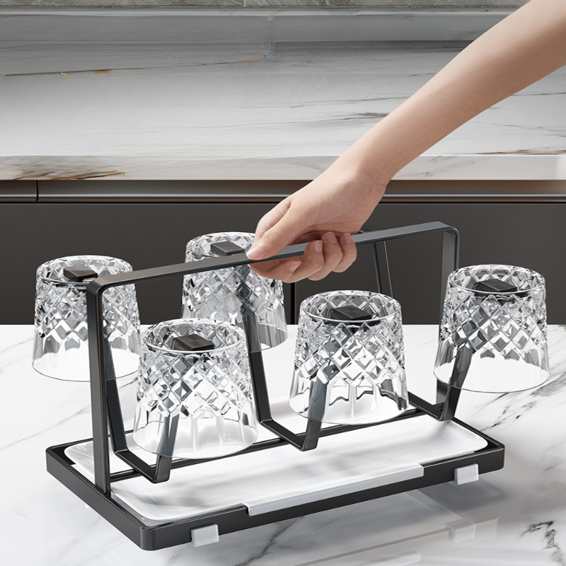 컵 보관함, 2층 거실 차 세트, 찻잔 배수구, 주방 데스크탑 물컵 보관함