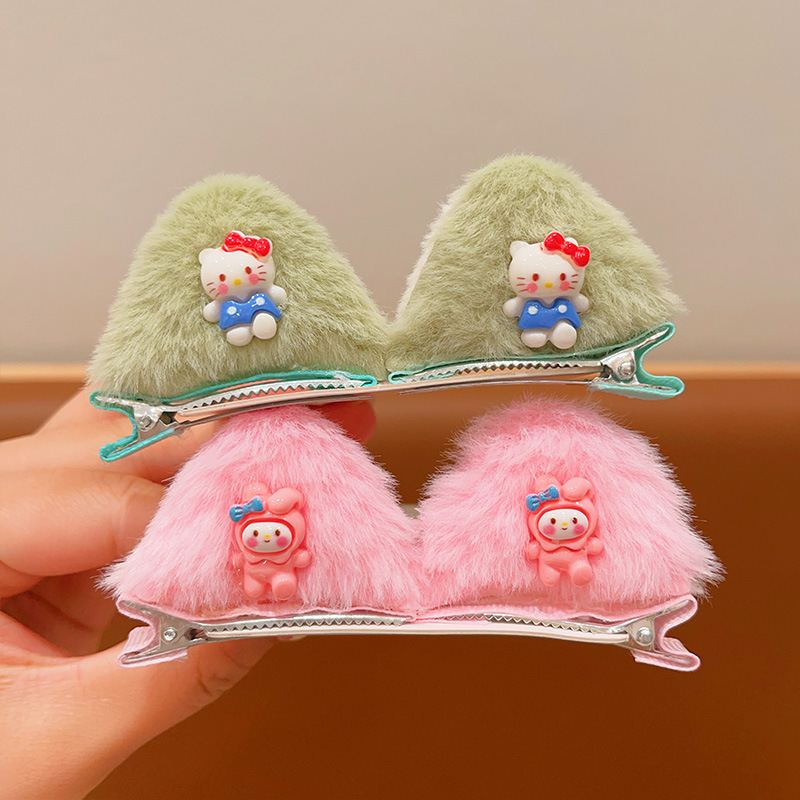 Horquilla de felpa para niños para niñas lindo clip de oreja de gato tridimensional horquilla de bebé niña flequillo lateral clip accesorios para el cabello