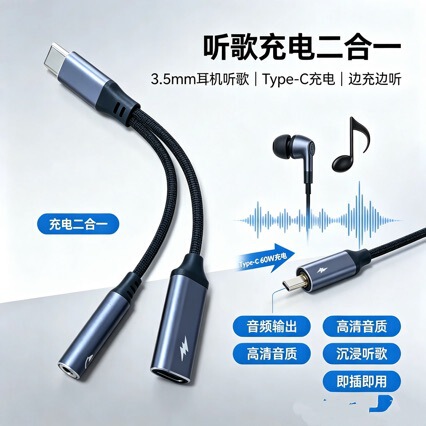 Suitable for vivo pad tablet, headphone adapter, vivo s10e charging and live streaming 2-in-1 converter Suitable for vivo pad tablet, headphone adapter, vivo s10e charging and live streaming 2-in-1 converter