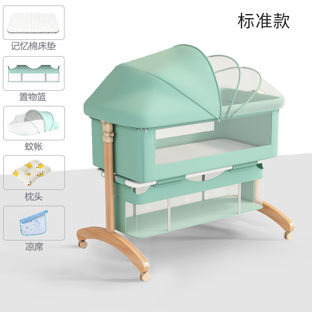 Cama de bebé móvil portátil cuna cama plegable multifuncional BB cama para recién nacidos empalme cama grande
