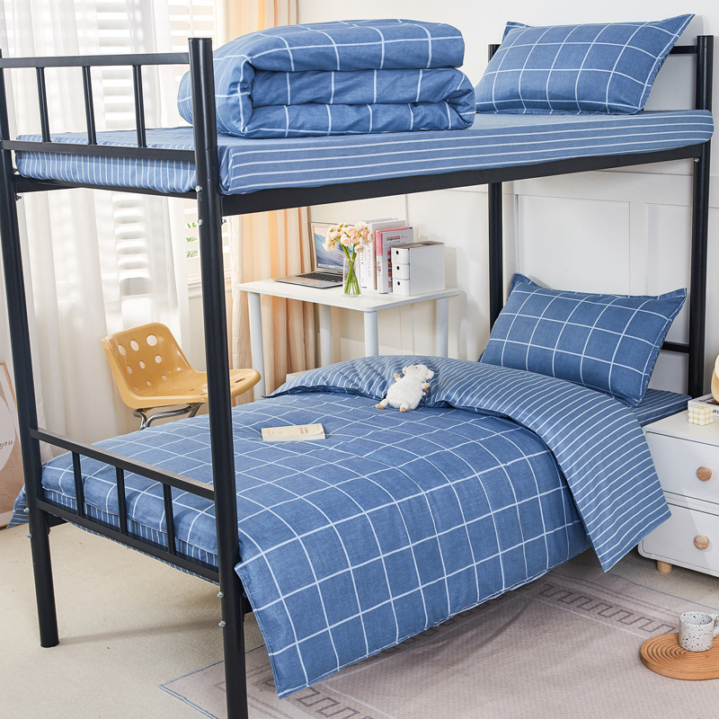 Estudiantes de tres piezas de dormitorio de estudiantes de algodón seis piezas de dormitorio de estudiantes de algodón cama al por mayor