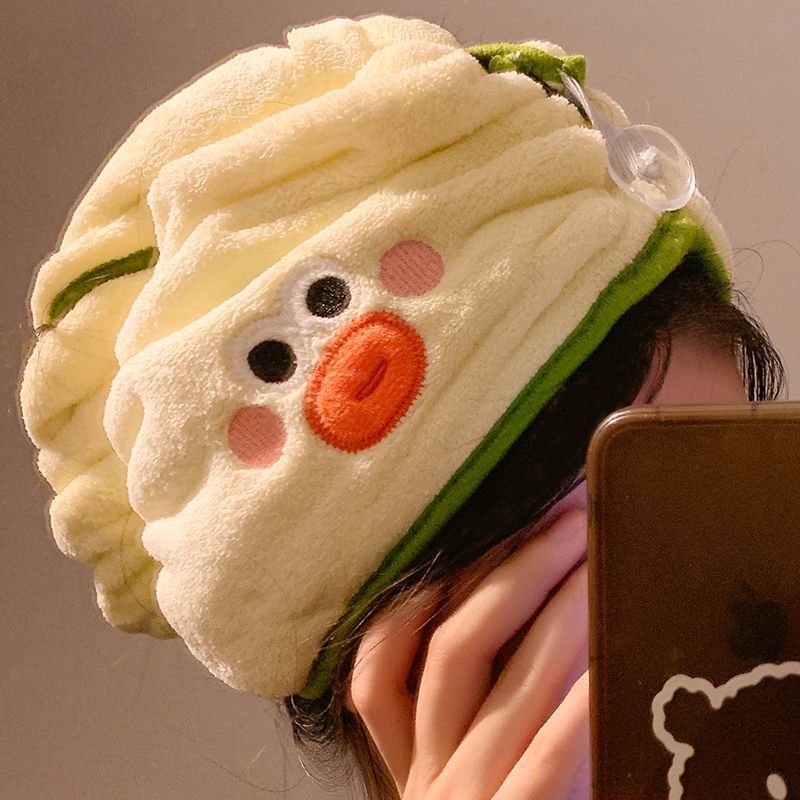 Funny and Cute Dry Hair Cap for Women, Super Absorbent, Quick-Drying Hair Towel, Shampoo, Cute Coral Velvet Shower Cap for Adults