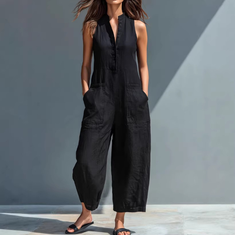 2026 Amazon Temu (in Stock) Casual Women's Sleeveless Stand Collar Pocket Jumpsuit Independent Site 2026 Amazon Temu (in Stock) Casual Women's Sleeveless Stand Collar Pocket Jumpsuit Independent Site