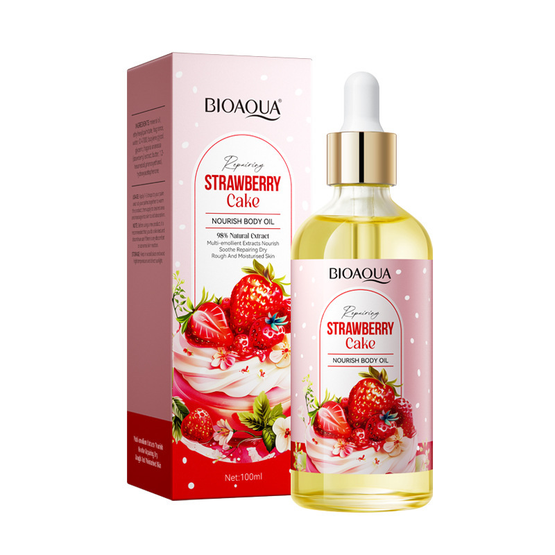 Olio corpo nutriente alla torta di fragole Full English Essence BIOAOUA Idratante per la pelle_voghion.com