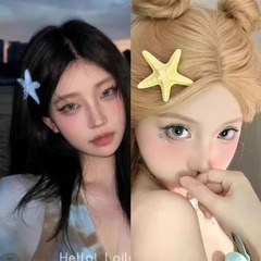 女性用夏の海辺の休暇ヘアピン、カラフルなヒトデヘアピン、甘くて高級なサイドクリップ、韓国の絶妙な写真撮影用ヘアアクセサリー