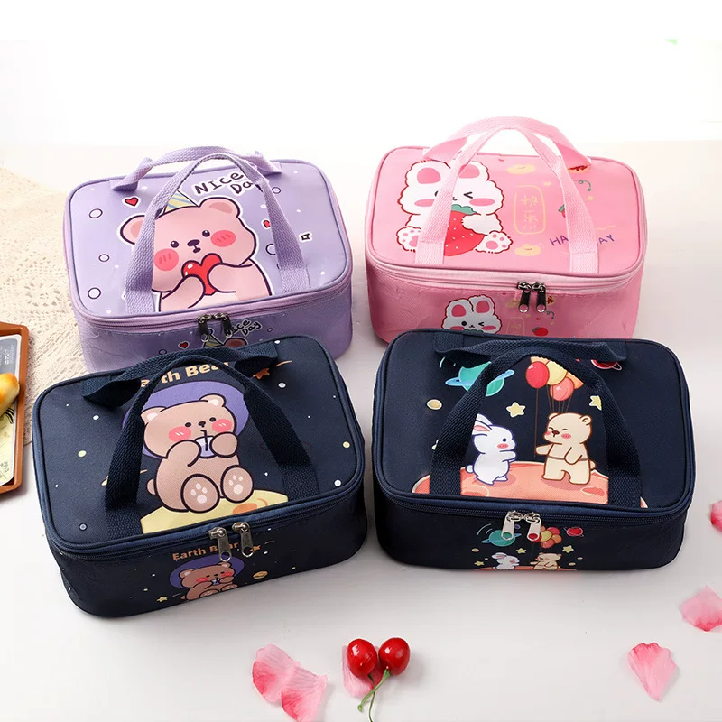 Cartoon thermos, rectangular lunch box bag, food bag